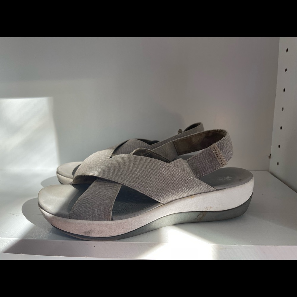 Clarks cloudsteppes grey sandals shoes size 8